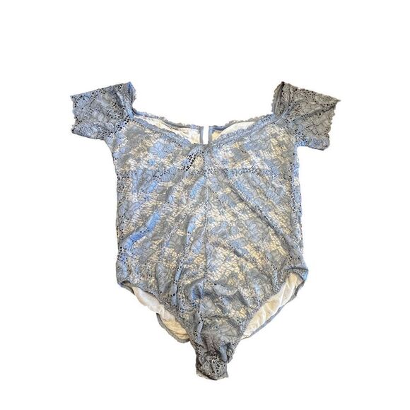 Victoria's Secret Blue Lace Off the Shoulder Short Sleeve Bodysuit XL club sexy - Picture 2 of 5
